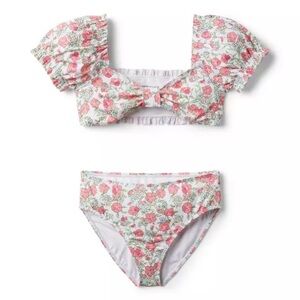 Janie and Jack Floral Puff Sleeve Bikini Set NWT size 10